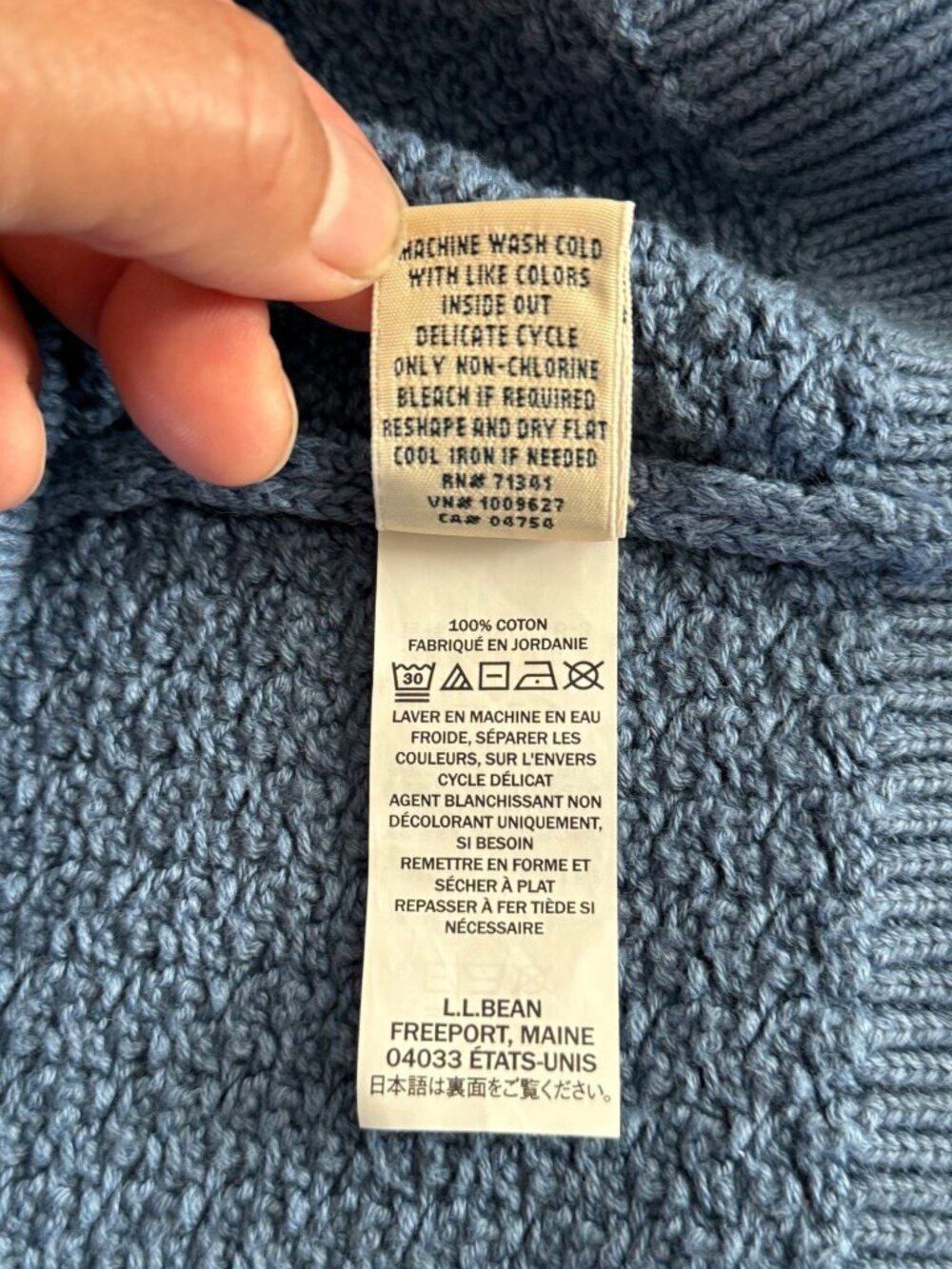 L.L. Bean Women's Basketweave Knit Cardigan Sweater Button Front Blue - Picture 8 of 8